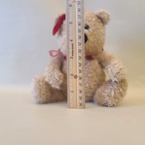 Galerie Sitting Teddy Bear Red Bow Heart Collar Soft Plush Stuffed Animal 6" - Picture 11 of 11